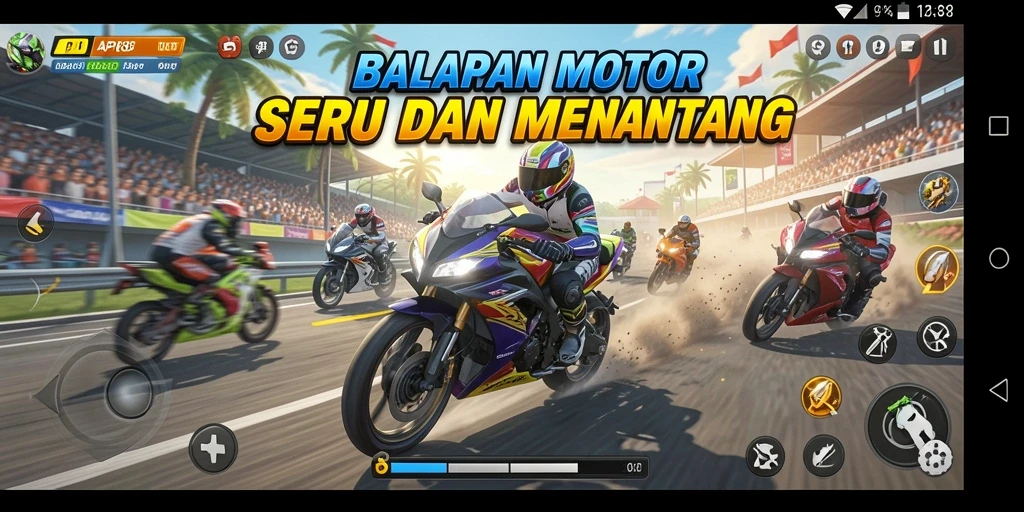 Screenshot API88 menunjukkan aksi balapan motor yang seru dan mendebarkan.