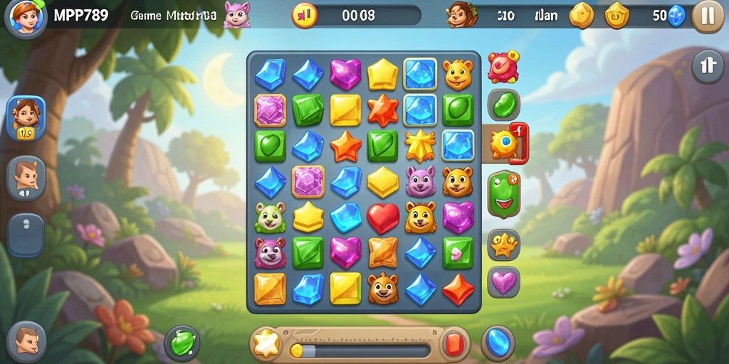 Screenshot gameplay MVP789 menunjukkan aksi seru dalam permainan Match-3.