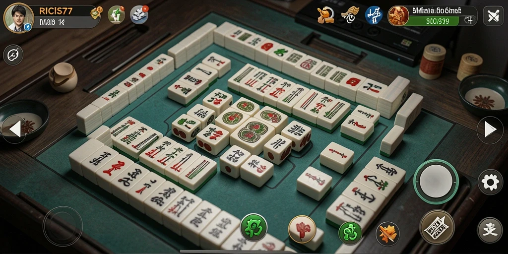 Tampilan gameplay menarik dari RICIS77 yang menampilkan Mahjong.