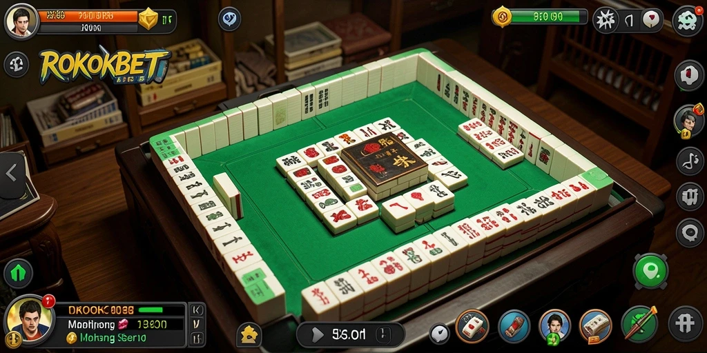 Tampilan gameplay Mahjong yang menarik dalam ROKOKBET.