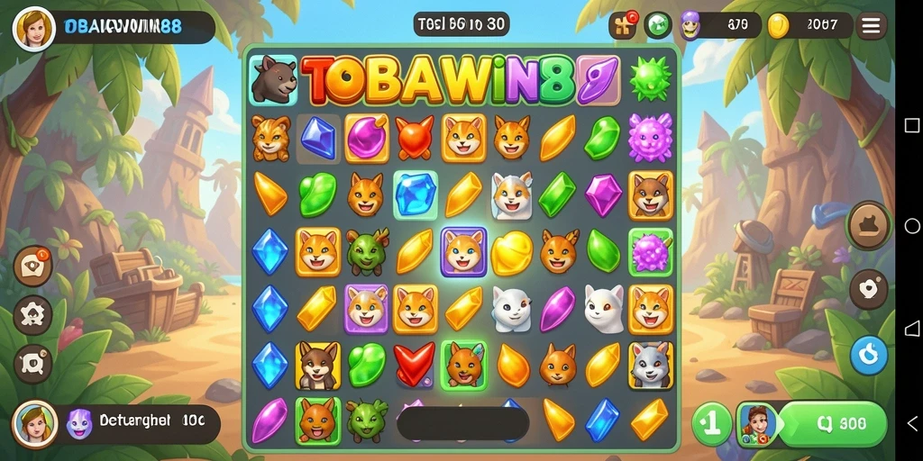 Gameplay seru TOBAWIN88 yang menantang dalam genre Match-3.